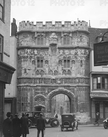 Austin 7 Chummy and Daimler d-back limousine, Christ Church Gate, Canterbury, Kent, c1920s Artist: Bill Brunell.