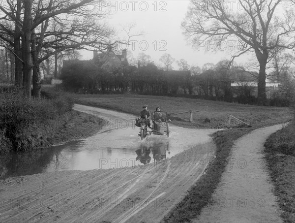 Bill Brunell riding a Clyno motorcycle and sidecar, c1920. Artist: Bill Brunell.