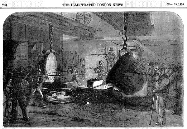 Casting a mortar at Grissell's Regent's Canal Ironworks, City Road, London, 1855. Artist: Unknown