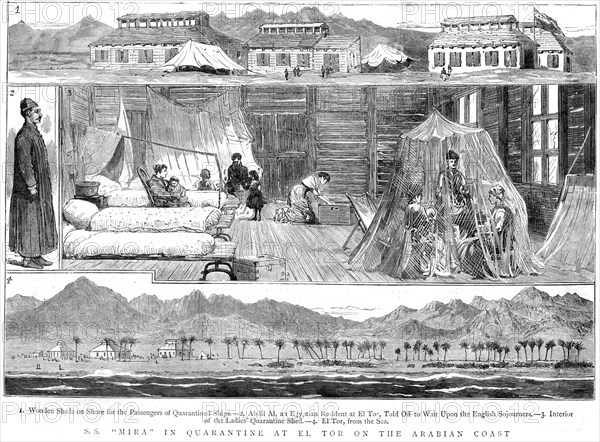 Europeans in a smallpox quarantine camp at El Tor, North Africa, 1884. Artist: Unknown