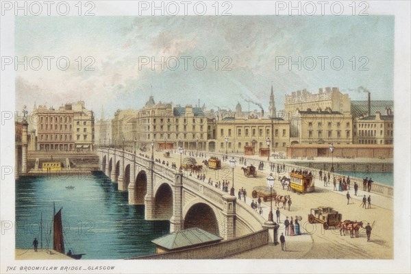 Telford's bridge over the Clyde at Broomielaw, Glasgow, 1891. Artist: Unknown