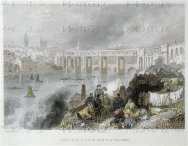 Newcastle-upon-Tyne from the south-west, c1850. Artist: Thomas Abiel Prior