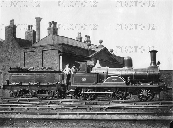 North Staffordshire Railway steam Locomotive No 14 and its tender c1875 Artist: Unknown