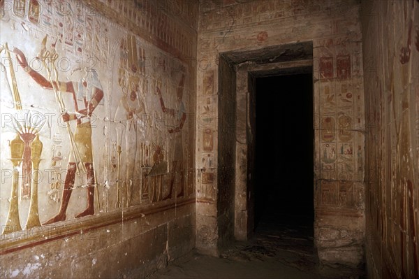 Wallpaintings, Temple of Sethos I, Abydos, Egypt, 19th Dynasty, c1280 BC. Artist: Unknown