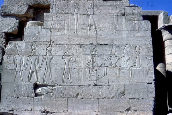 Reliefs of Rameses II with various gods, Temple of Rameses II, Luxor, Egypt, c1250 BC. Artist: Unknown