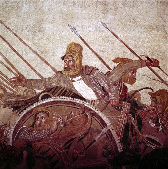 Roman mosaic of Darius II of Persia at the Battle of Issus, Pompeii, Italy, (1st century AD).  Creator: Unknown.