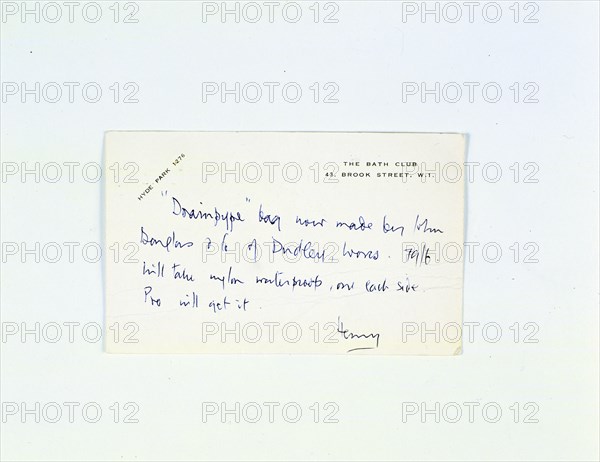 Handwritten note by Henry Cotton (1907-87), British golfer, c1940s. Artist: Unknown