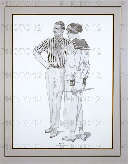 Golfing fashion illustration, early 20th century. Artist: Unknown