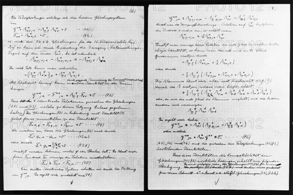 'Lost' manuscript belonging to Albert Einstein. Artist: Unknown