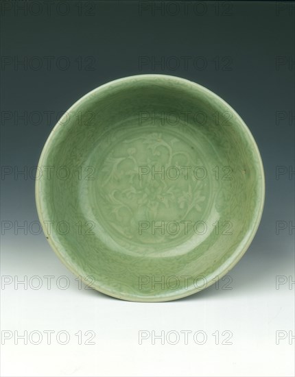 Carved celadon bowl, early Ming dynasty, China, 15th century. Artist: Unknown