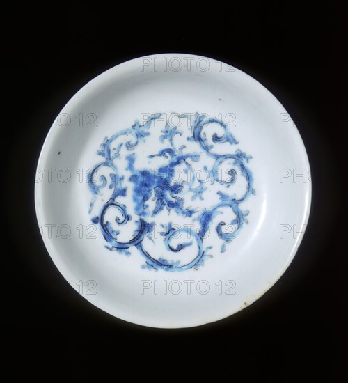 Blue and white ink palette, Qing dynasty, China, 19th century. Artist: Unknown