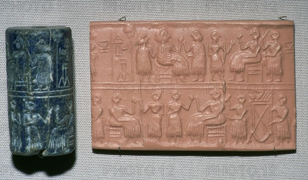 Lapis lazuli cylinder seal, from Ur, southern Iraq, c2600 BC. Artist: Unknown