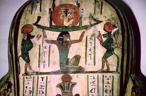 Ancient Egyptian hieroglyphs from inside a mummy-case. Artist: Unknown