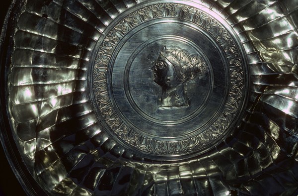 Detail of a fluted silver dish from the Sutton Hoo ship burial, Suffolk, early 7th century. Artist: Unknown