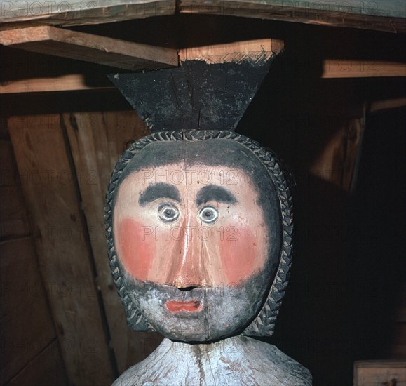 Carved and painted wooden figure from a church in Finland, 18th century. Artist: Unknown