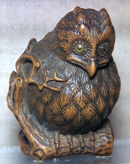 Japanese Netsuke of an owl. Artist: Unknown