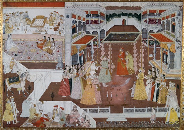 An Indian marriage painting from Lucknow, 18th century. Artist: Unknown