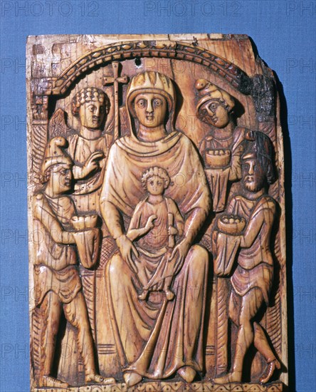 Ivory panel showing the adoration of the magi, 6th century. Artist: Unknown