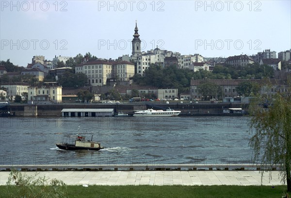 View across the river Sava to the Old Town in Belgrade, 19th century. Artist: Unknown