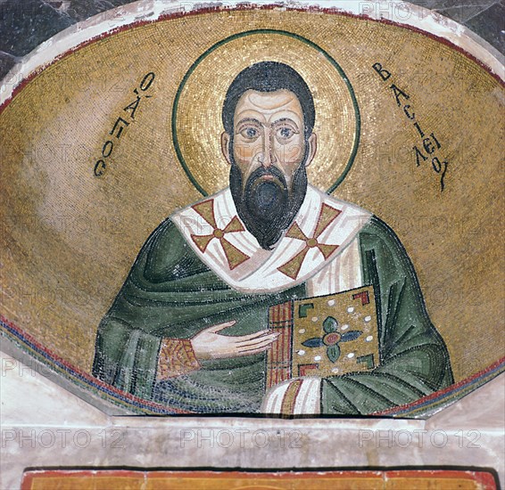 A byzantine mosaic of St Basil, 11th century. Artist: Unknown