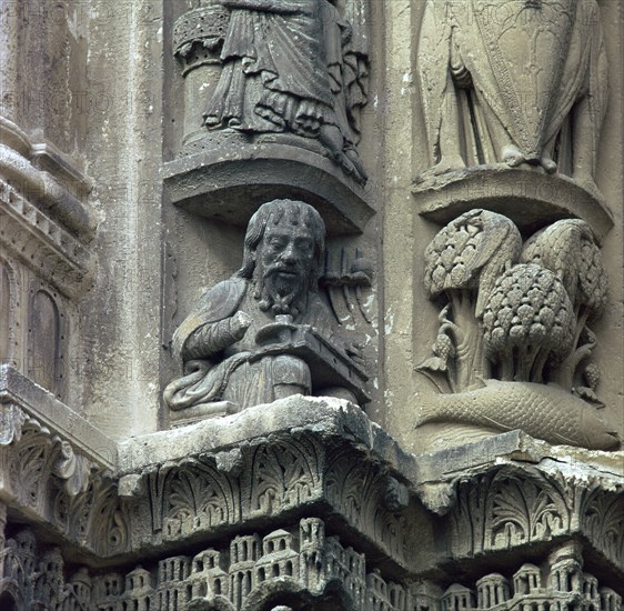 Front west detail of Chartres Cathedral, 12th century. Artist: Unknown