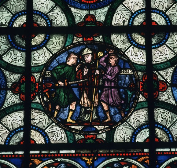 Stained glass depiction of the murder of Thomas A Becket, 12th century. Artist: Unknown