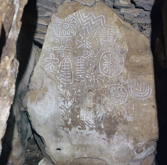 Decorated Celtic slab, 32nd century BC. Artist: Unknown