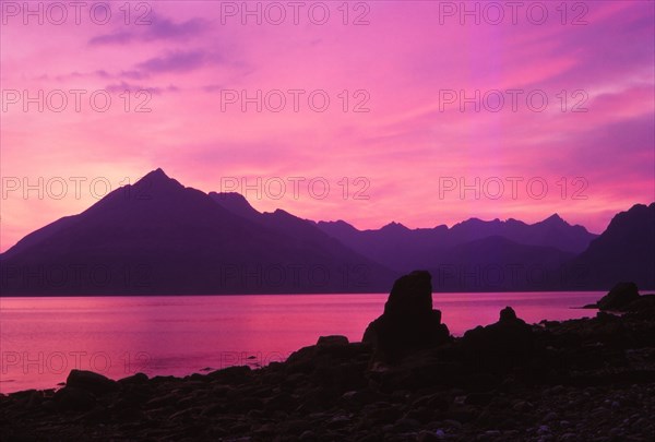 Cuillins from Elgol at Sunset, Skye, Scotland, 20th century. Artist: CM Dixon.