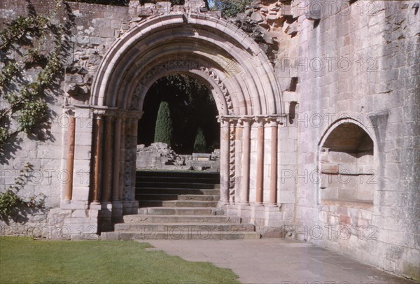 Norman Arch leading to cloisters, Dryburgh Abbey, Berwick-shire, Scotland, 20th century.  Artist: CM Dixon.
