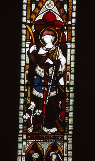 St. Alban in window of North Transept, Hereford Cathedral, 20th century. Artist: CM Dixon.