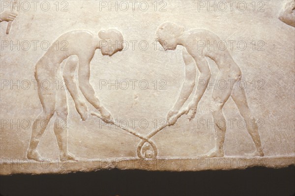 Greek Games from a marble relic, c490 BC. Artist: Themistocles.