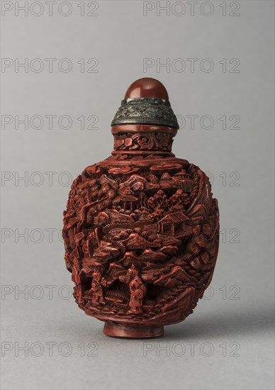 Lacquer snuff bottle, China, Qing dynasty, 1644-1911. Creator: Unknown.