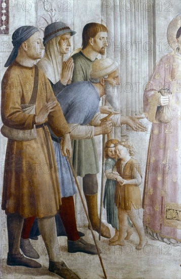 'St Laurence giving alms to the Poor' (detail), mid 15th century. Artist: Fra Angelico