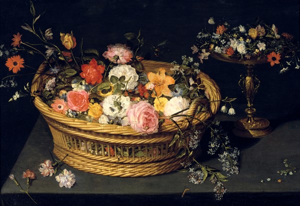 'Flower Basket and Goblet in Gilded Silver', still life, 17th Century. Artist: Jan Bruegel the Younger