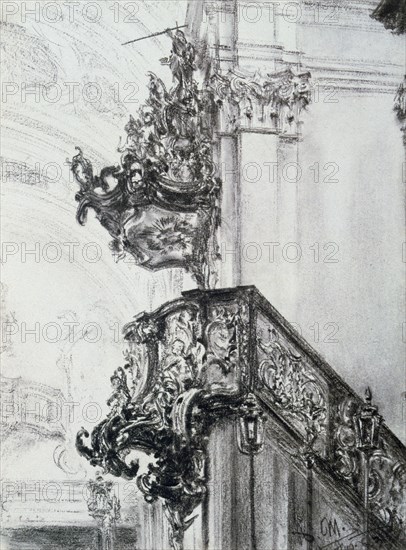 'Architectural study', (1830-1905?). Artist: Adolph Menzel