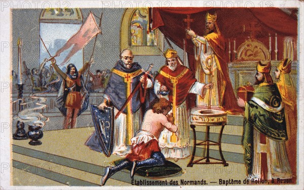 Establishment of the Normans: Baptism of Rollo at Rouen, (19th century). Artist: Unknown