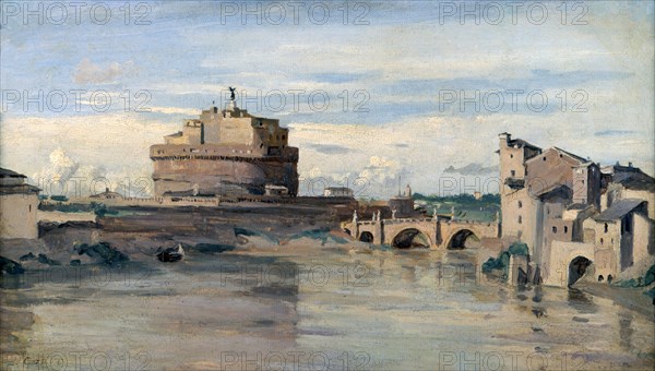 'Castel Sant' Angelo and the River Tiber, Rome', c1816-1875. Artist: Jean-Baptiste-Camille Corot