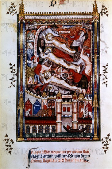 Flagellation of St Denis, St Rustic and St Eleutherius, 1317. Artist: Unknown