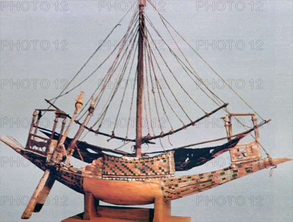 Model boat with rigging, tomb of Tutankhamun, 14th century BC. Artist: Unknown