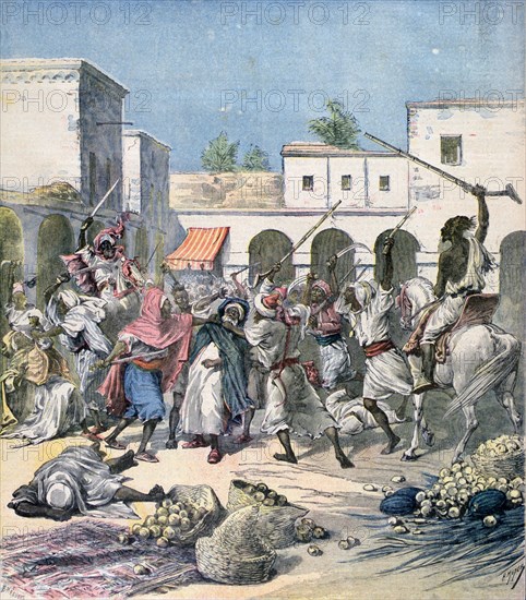 Assassination of a French collaborator, Morocco, 1891.  Artist: Henri Meyer