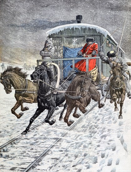 Passage of the military coaches on lake baikal, Siberia, Russia, 20th century. Artist: Unknown