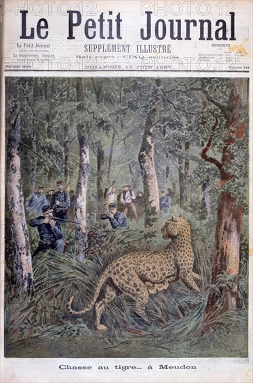 Hunting an excaped leopard, Meudon, Paris, 1897. Artist: Henri Meyer