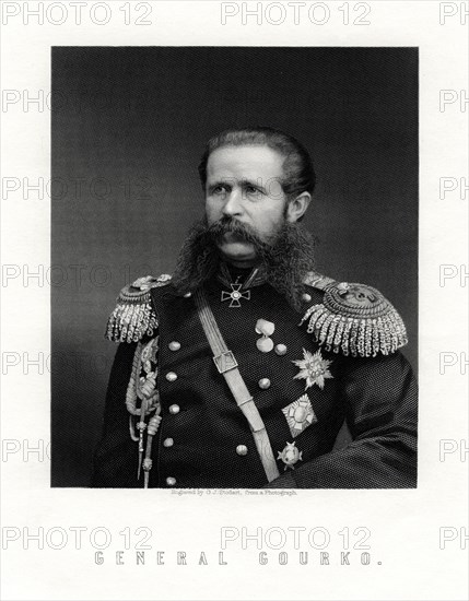 Iosif Vladimirovich Gurko, Russian Field Marshal, 19th century. Artist: George J Stodart