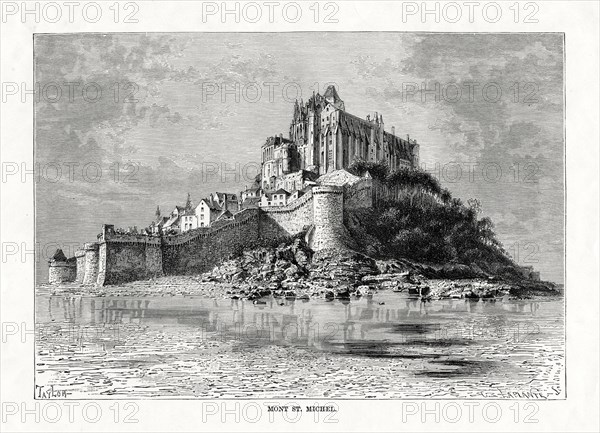 Mont-Saint-Michel, Normandy, France, 1879. Artist: C Laplante