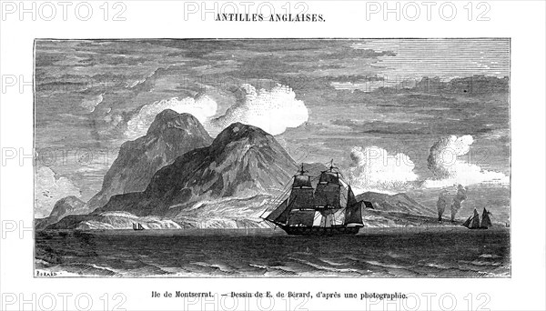 The island of Montserrat in the Caribbean Sea, 19th century. Artist: E de Berard