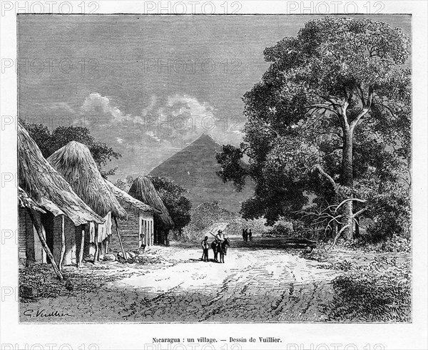 A village, Nicaragua, 19th century. Artist: Vuillier