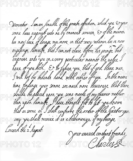 A letter written by Charles I, c1644, (1907).Artist: King Charles I