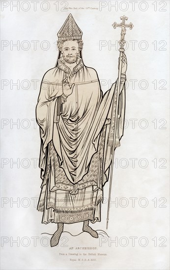 An archbishop, late 12th century, (1843).Artist: Henry Shaw