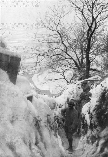 French trenches on the Piave River, Italian Front, December 1917. Artist: Unknown