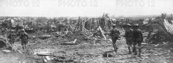 British soldiers exploring the ruins of Albert, Somme, France, 22 August 1918. Artist: Unknown